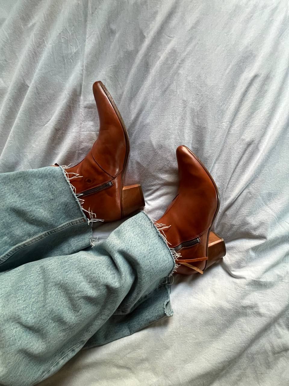 MoMA Moma cognak color leather women's ankle boots made in Italy Size US 9.5 / IT 39.5 - 5 Thumbnail