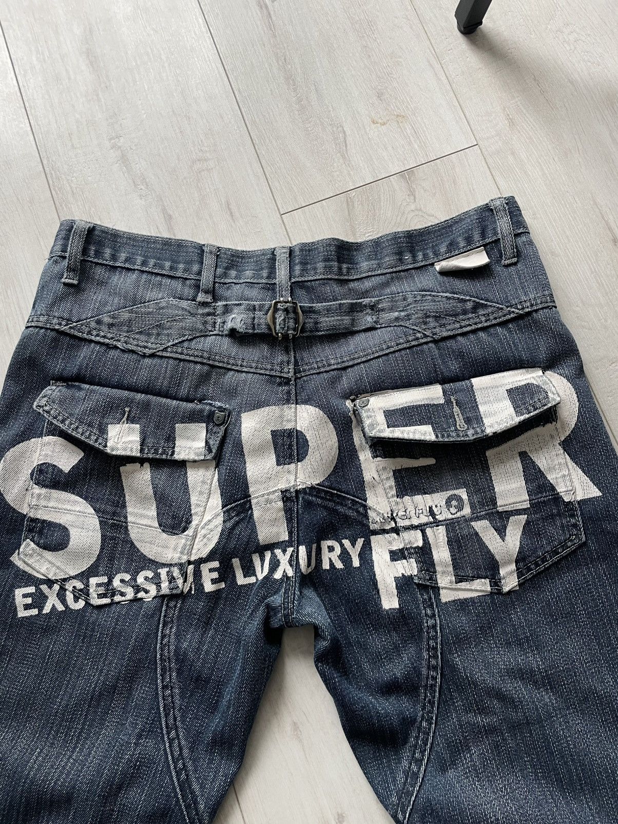 Japanese Brand Vintage 90’s Super Fly Japan Denim Jeans Y2K Big Logo RARE Size US 34 / EU 50 - 4 Thumbnail