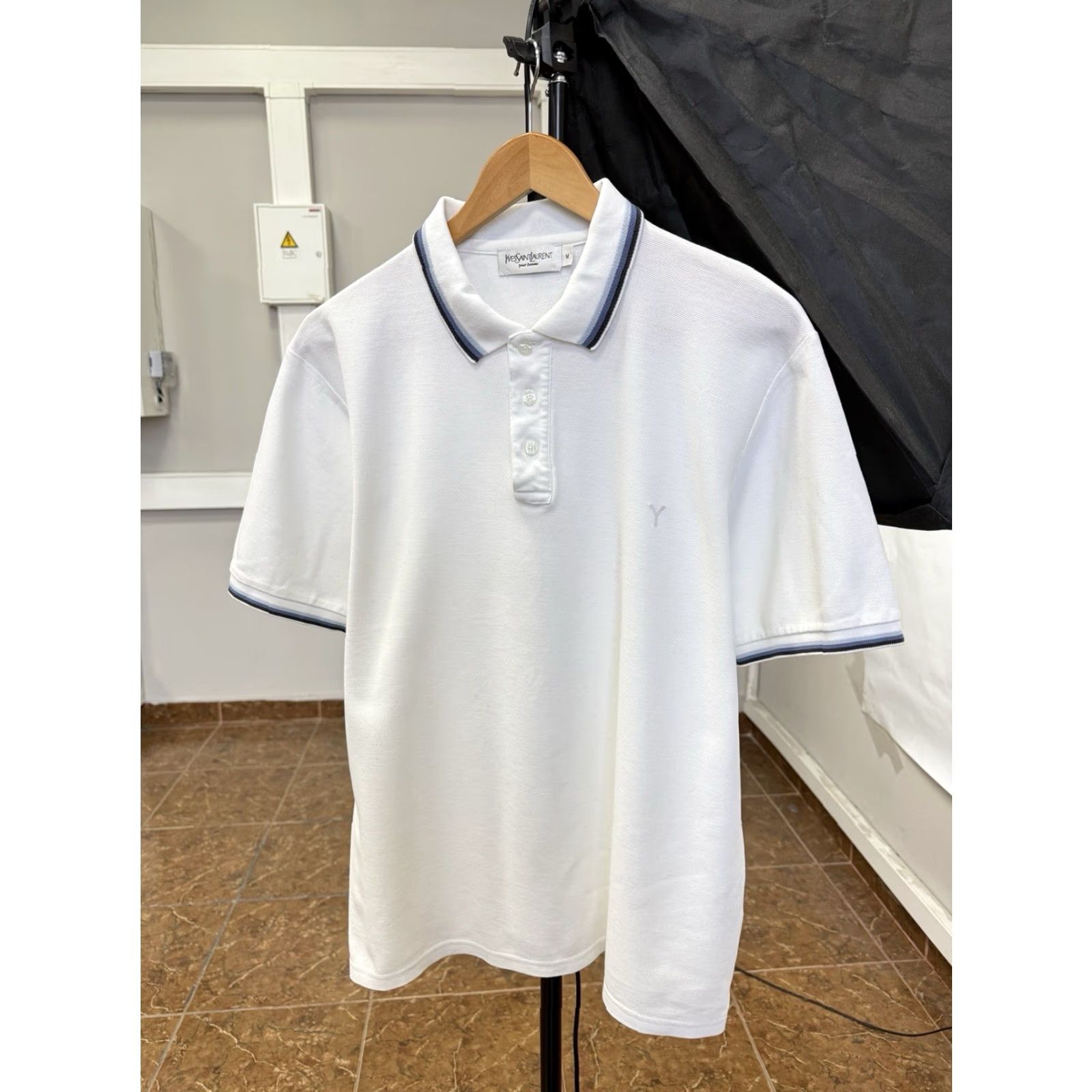Yves Saint Laurent VINTAGE 90s YSL Yves Saint Laurent Pour Homme Polo T-Shirt M White Mens Polo Shirt Size US M / EU 48-50 / 2 - 2 Thumbnail