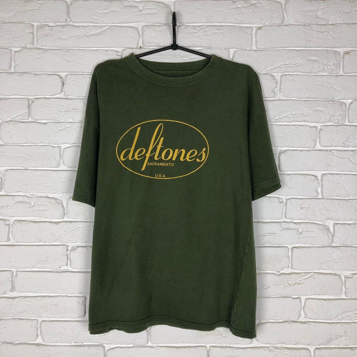 Pre-owned Band Tees X Rock Tees Deftones 90's Vintage Tee T Shirt In Faded Green