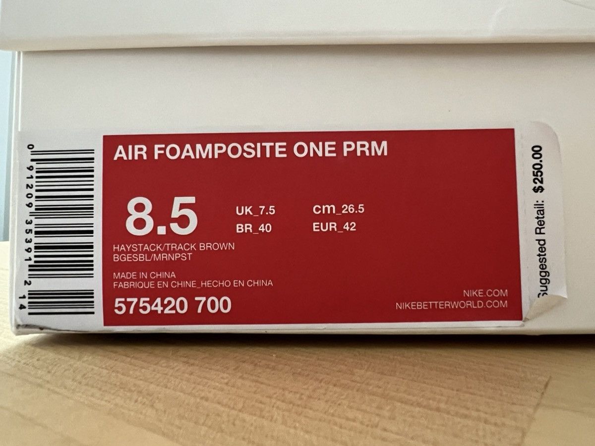 Nike Air Foamposite One PRM “Wheat-foams” Size US 8.5 / EU 41-42 - 7 Thumbnail