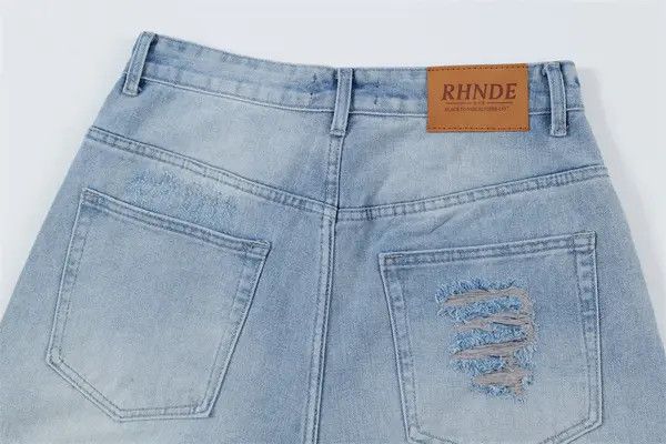 VIBE Men's punk high street ripped raw edge denim shorts Size US 32 / EU 48 - 5 Thumbnail