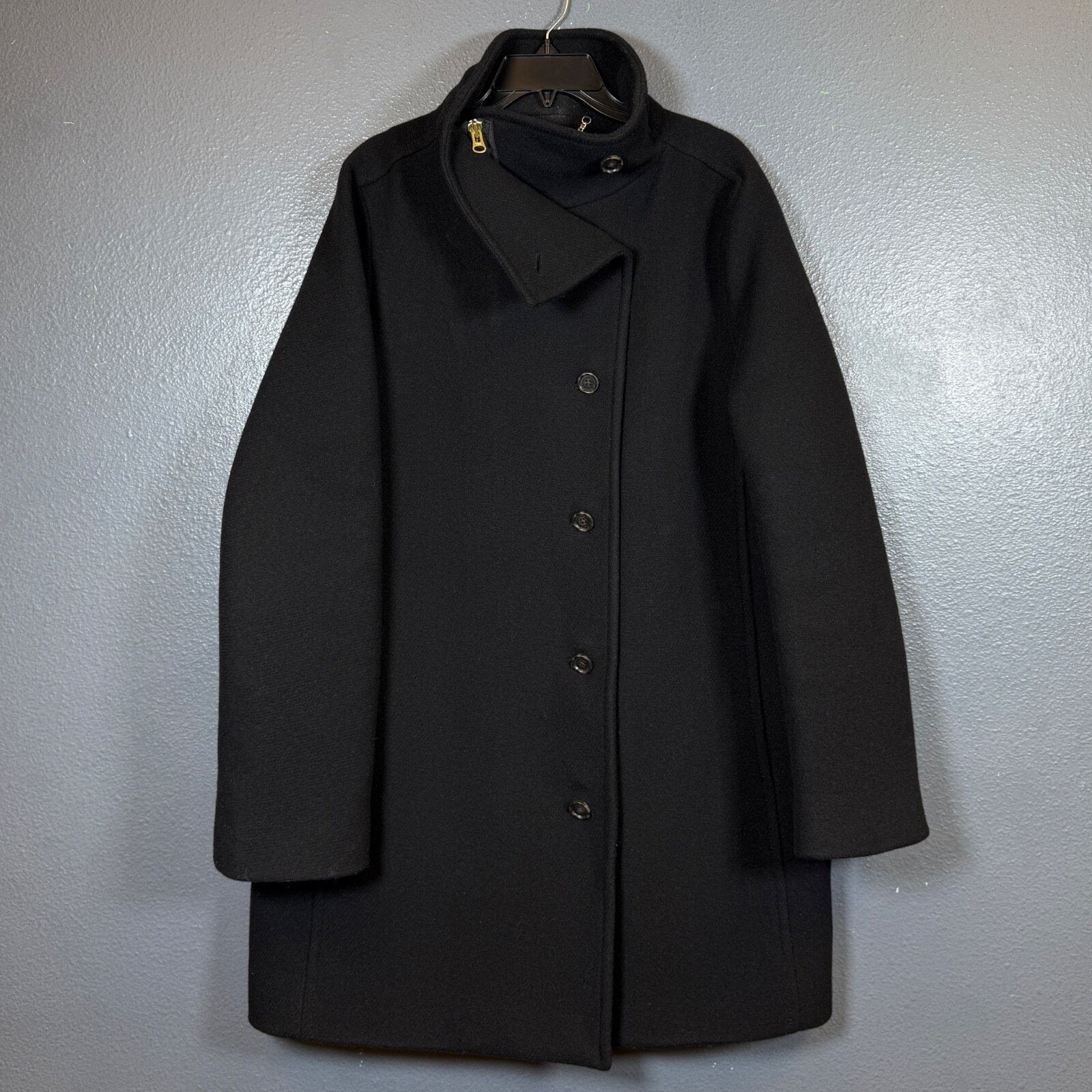 J Crew Nello Gori 10 women black wool pea coat trench jacket