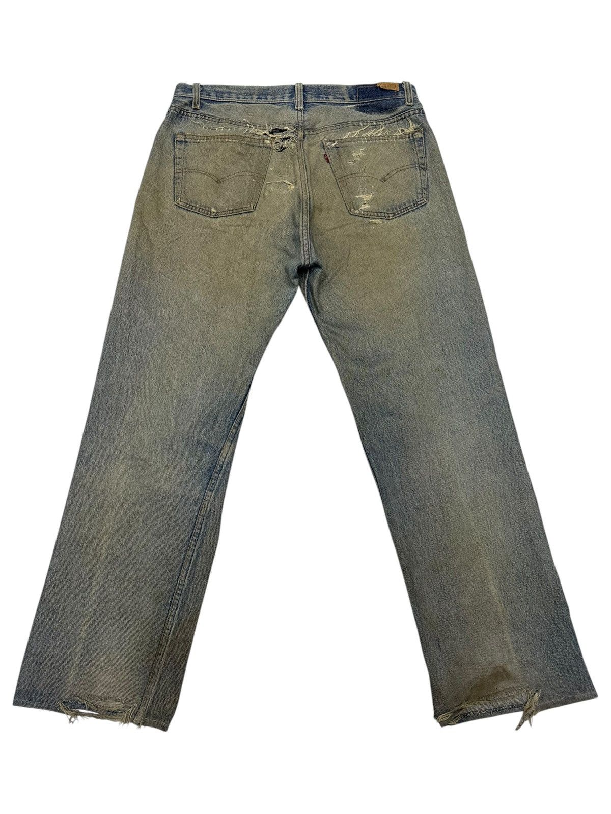 Kapital THRASHED LEVIS 501⛓️‍💥 CHAIN PUNK MUD WASH DISTRESS DENIM JEANS Size US 34 / EU 50 - 2 Thumbnail