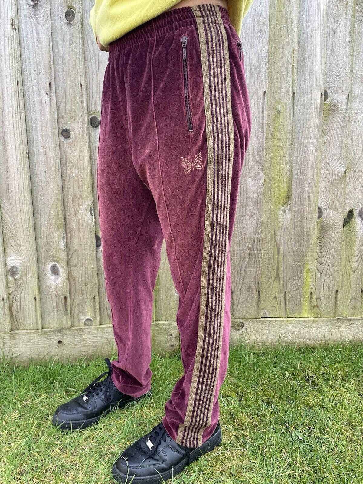 Designer Needles Nepenthes Velour Burgundy Joggers Small Size US 30 / EU 46 - 1 Thumbnail