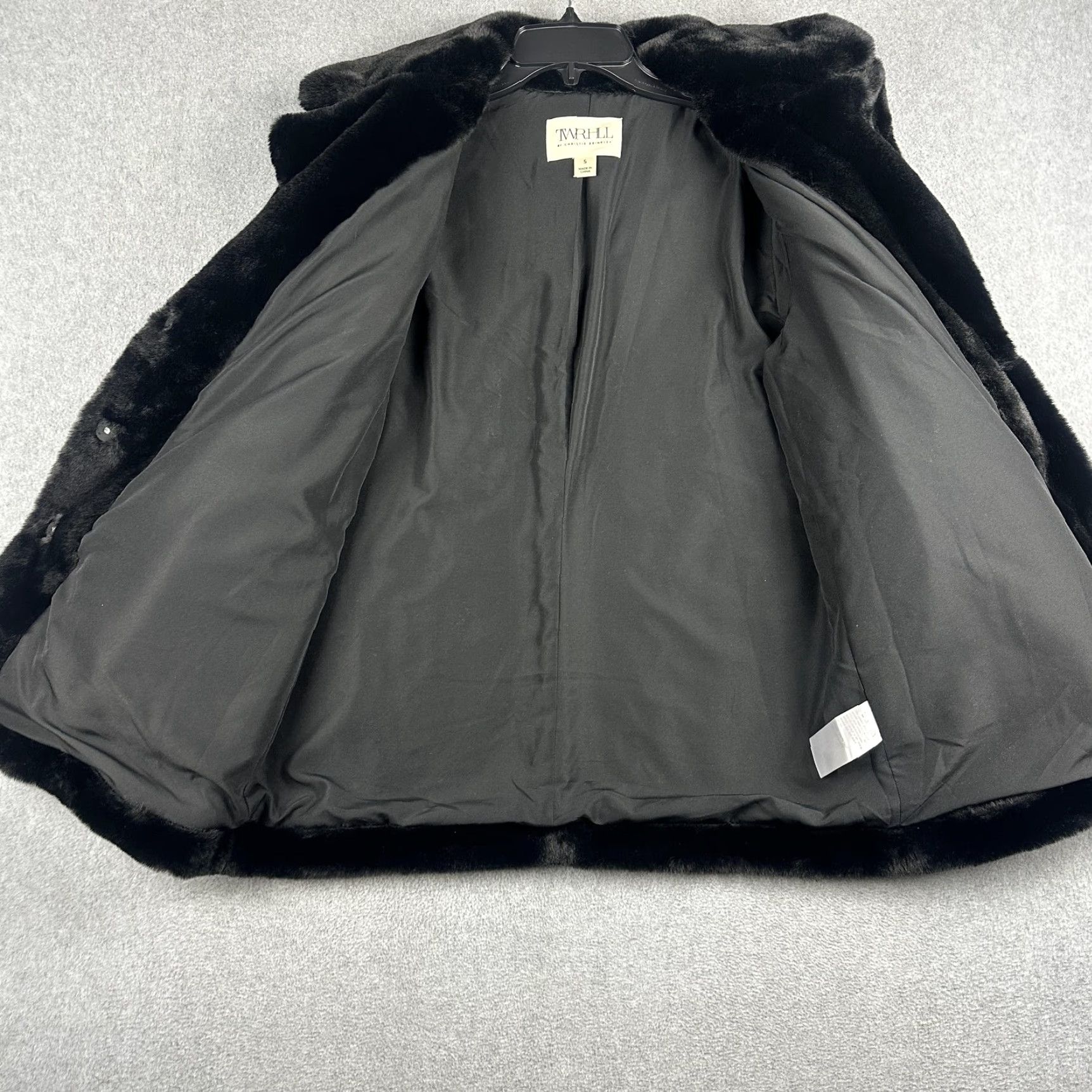 Vintage TWRHLL by Christie Brinkley Faux Fur Coat Womens Small Black Short Plush Jacket Size 28" / US 6 / IT 42 - 4 Thumbnail
