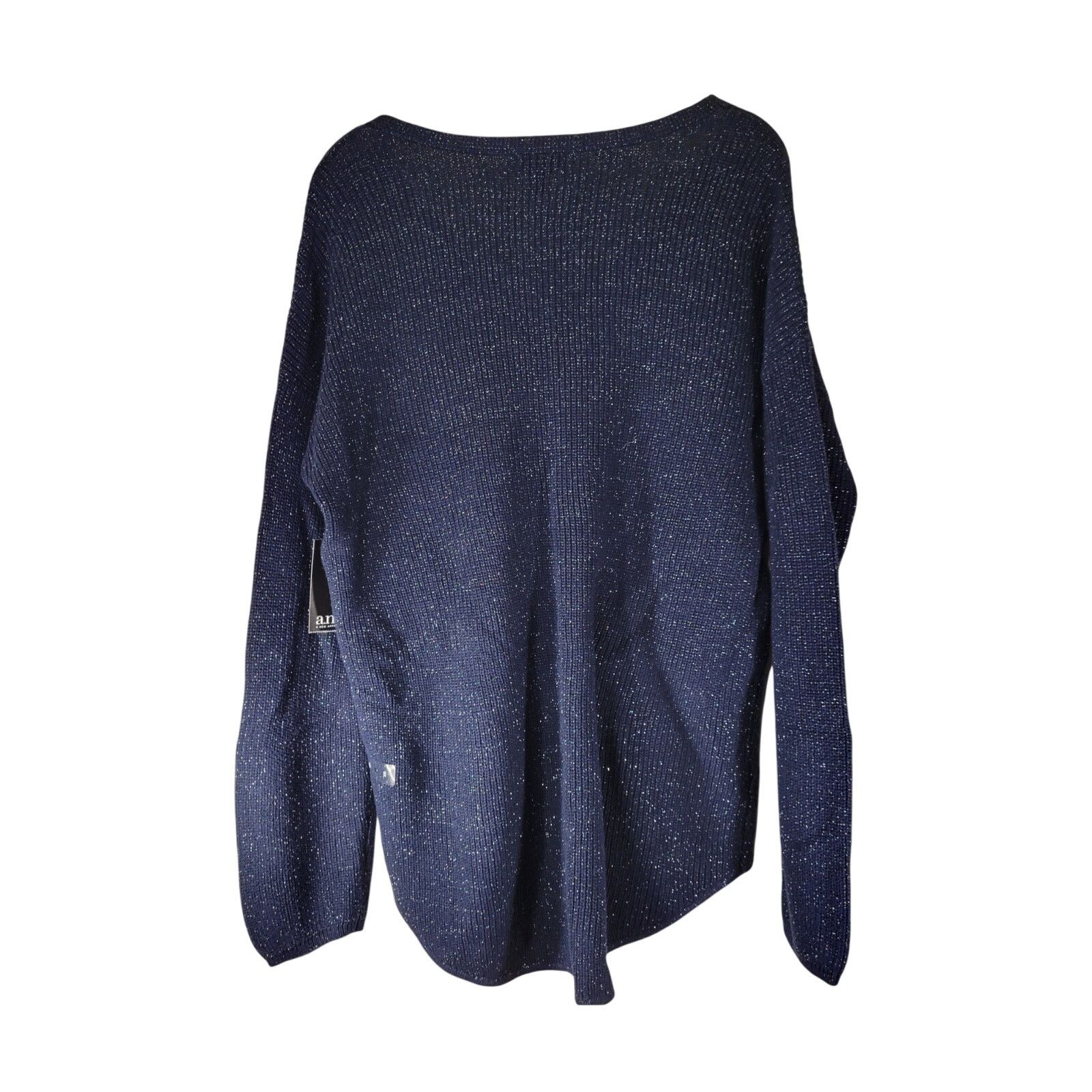 Other ANA Women's XXL Navy Blue Knit Sparkled Pullover Sweater Size XXL / US 16-18 / IT 52-54 - 2 Thumbnail
