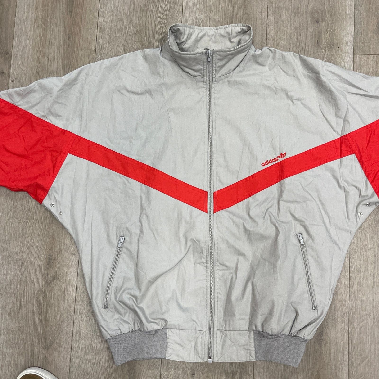 Adidas vintage 1980s Adidas full zip track jacket gray red size 54 Size US XXL / EU 58 / 5 - 3 Thumbnail