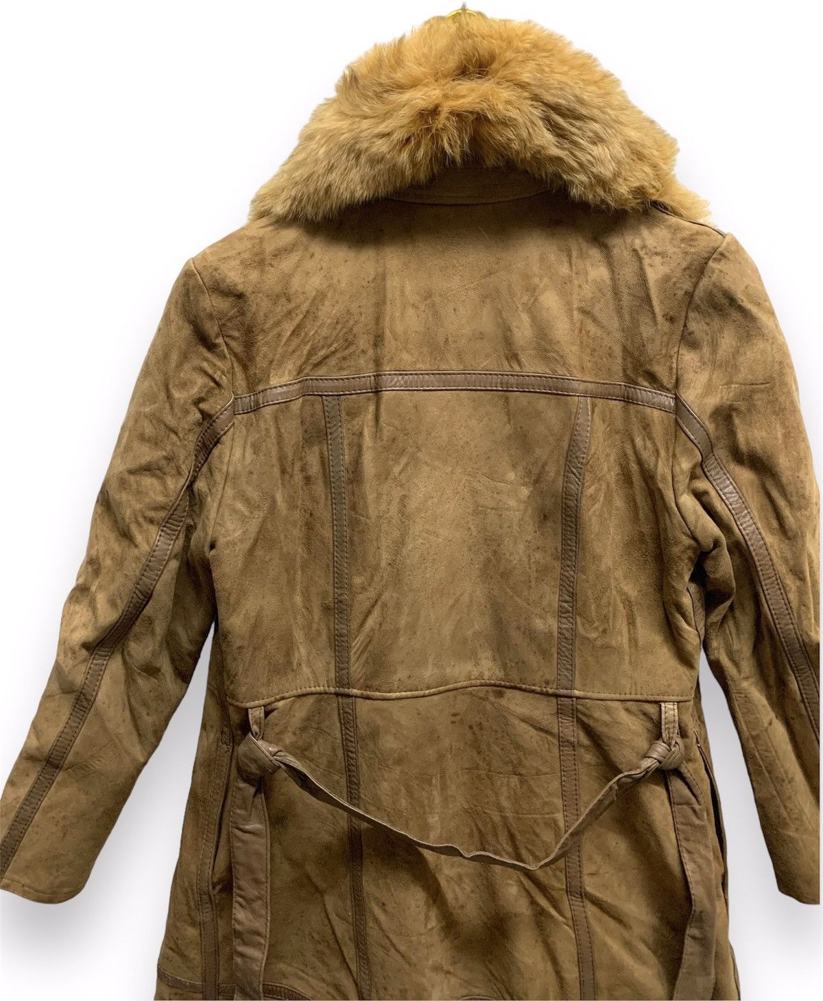 Leather Vintage Mink Fur Collar Leather Long Coat Size L Size US L / EU 52-54 / 3 - 12 Thumbnail