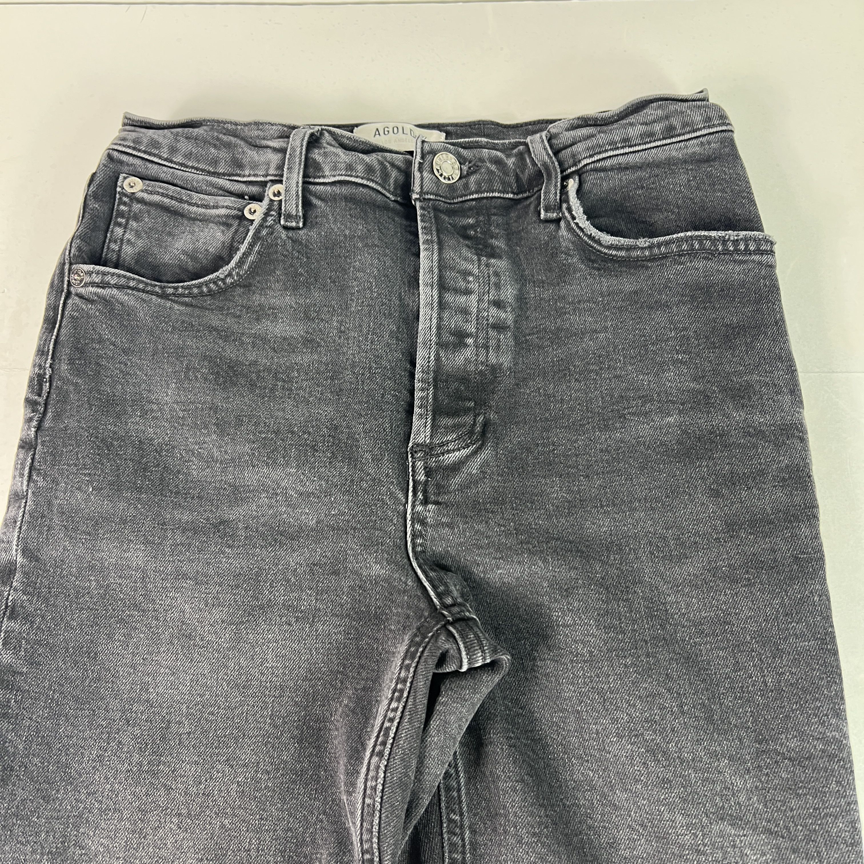 Agolde AGOLDE Jeans Riley Crop Mid Rise Straight Black Faded Denim Size 26" / US 2 / IT 38 - 2 Thumbnail