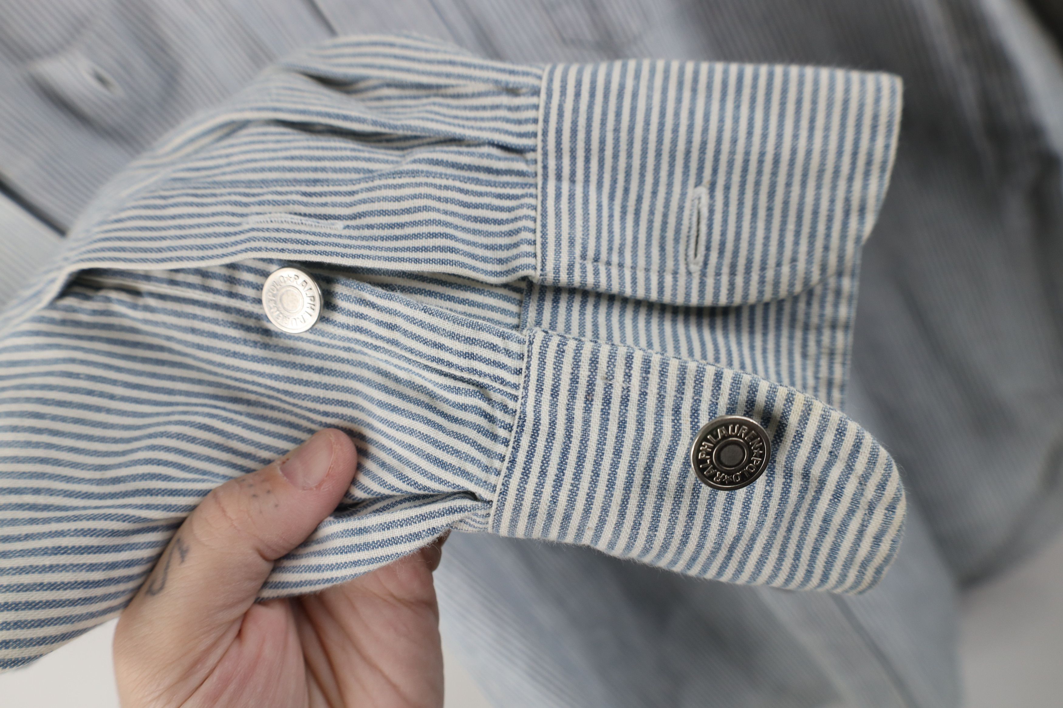 Ralph Lauren Vintage 90s Ralph Lauren Striped Button Shirt Blue Size M / US 6-8 / IT 42-44 - 7 Thumbnail