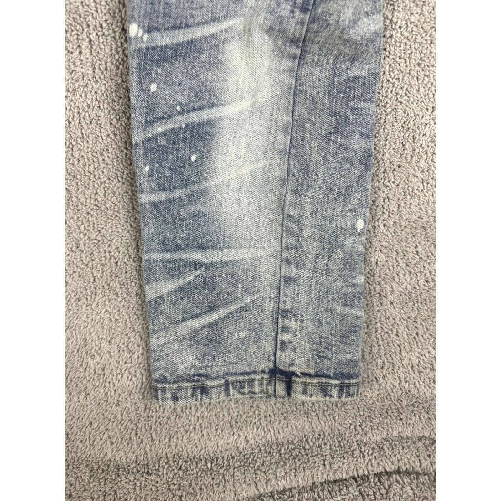 Denime Smoke Rise Jeans Mens 38x32 Slim Blue Distressed Paint Splatter Denim Grunge 90s Mens Size US 38 / EU 54 - 7 Thumbnail