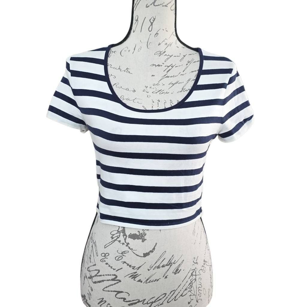 Express Express Women's Size Medium Navy White Striped Sexy Stretch Size M / US 6-8 / IT 42-44 - 1 Thumbnail