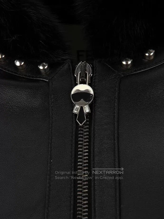 Fendi FENDI Black Leather Jacket with Fur Collar. Size US S / EU 44-46 / 1 - 2 Thumbnail
