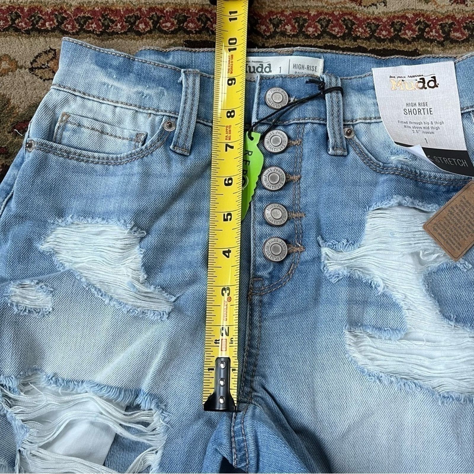 Other MUDD NWT Denim Shorts Button Fly Distressed Women’s 1 Size 25" / US 0 / IT 36 - 7 Thumbnail