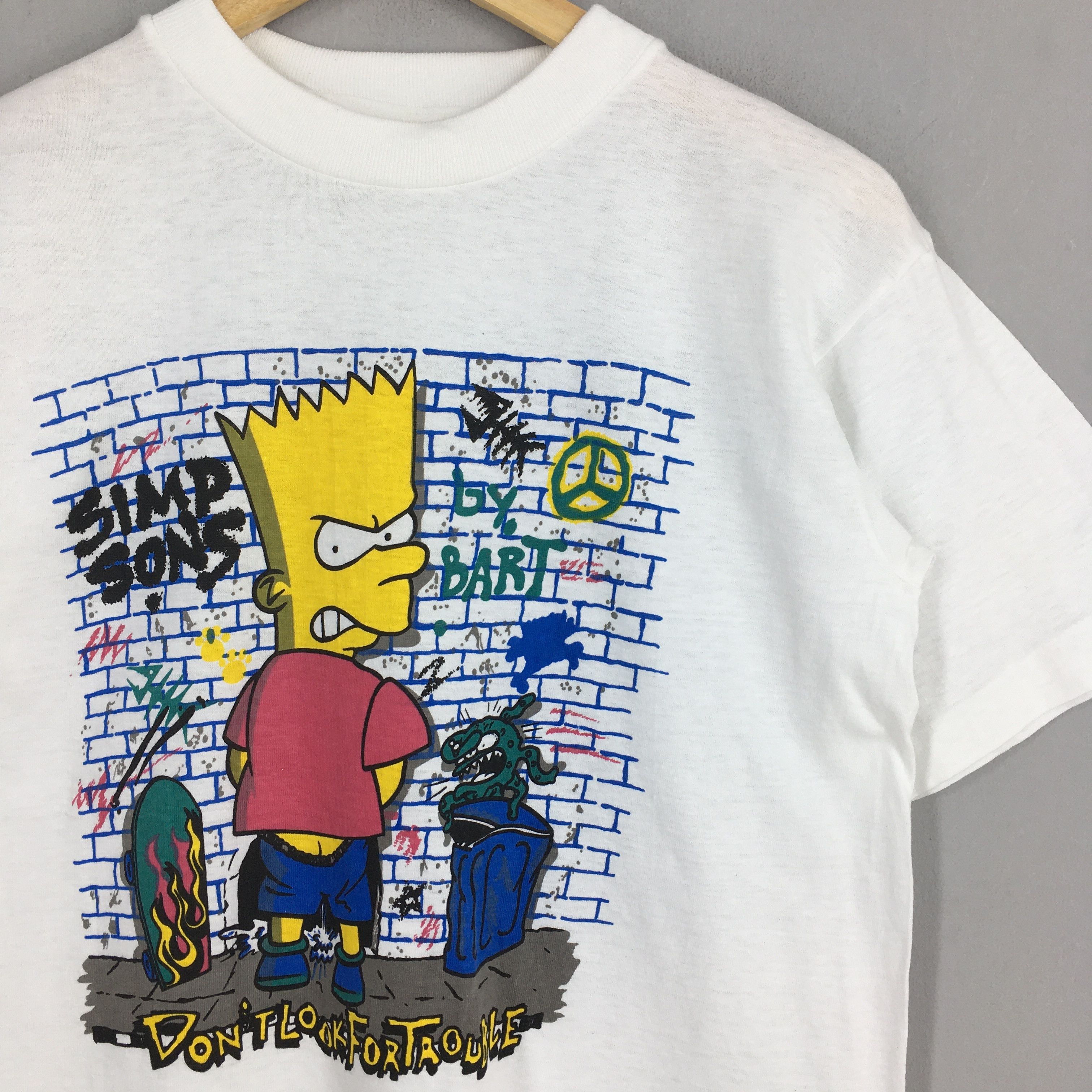 Other Vintage Bart Simpson Cartoon White T shirt Medium Size US M / EU 48-50 / 2 - 2 Thumbnail