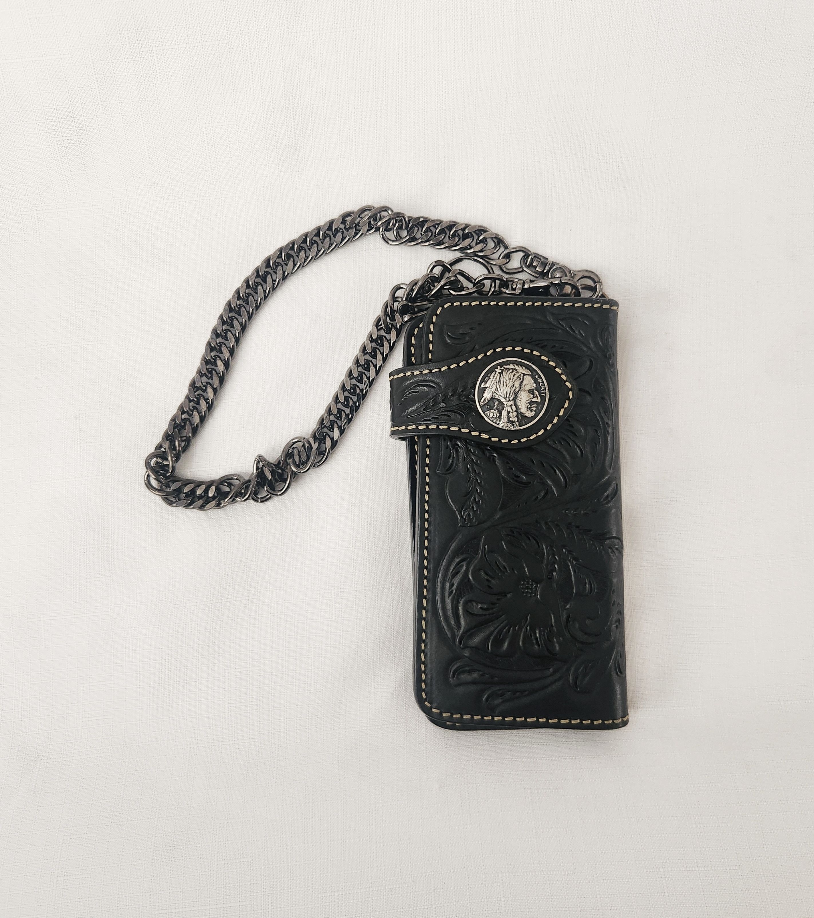Other Indian Tattoo Genuine Leather Black Western Biker Wallet Size ONE SIZE - 1 Thumbnail
