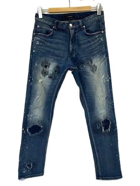 image of Number N Ine Number Nine Distressed Denim Jeans in Indigo, Men's (Size 32)