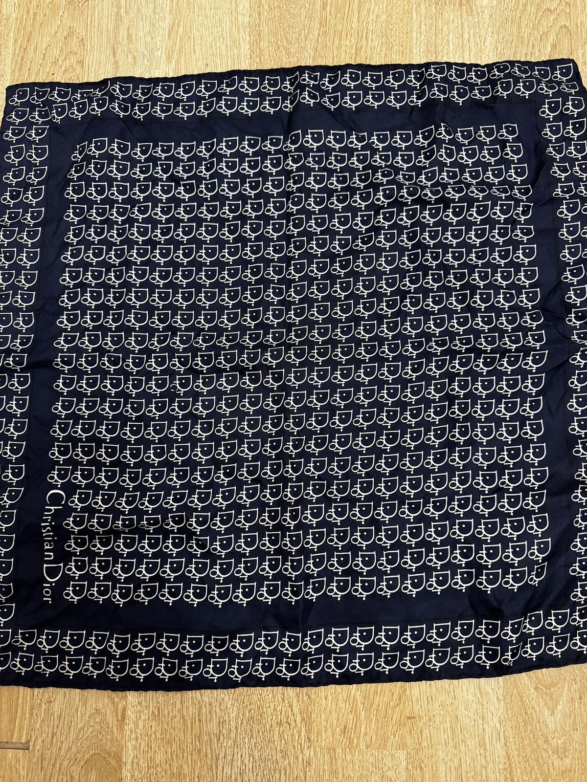 Dior Christian Dior Silk Trotter Monogram Navy Logo Scarf Size ONE SIZE - 3 Thumbnail