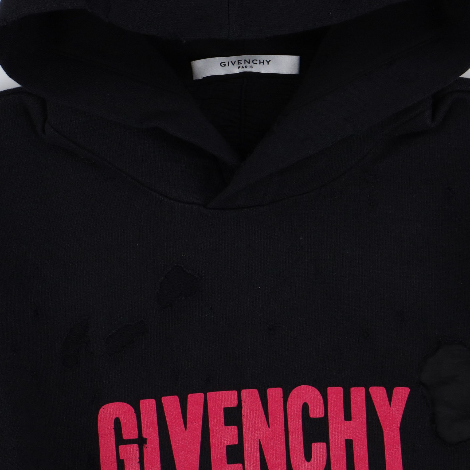 Givenchy Black Fuchsia Destroyed Logo Hoodie Size US M / EU 48-50 / 2 - 6 Thumbnail