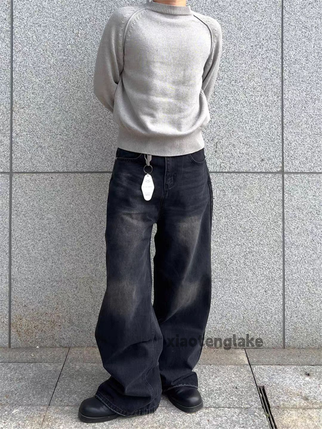 Jean ltx vintage washed faded wide Leg flared hiphop jeans Size US 33 - 6 Thumbnail
