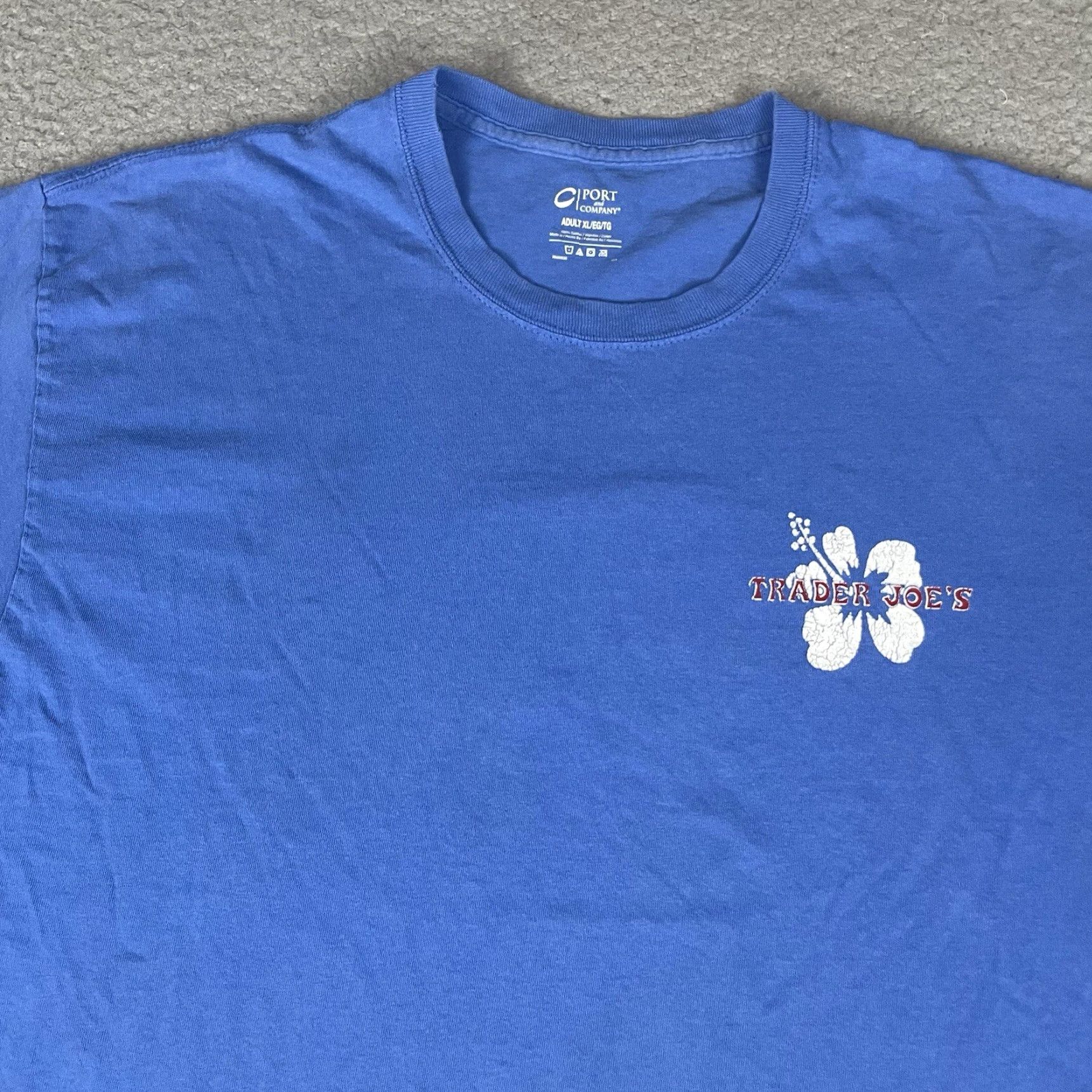 Port & Company Trader Joes T Shirt Port & Company XL Blue Unisex Adults Short Sleeve Crew Neck Logo Made USA/USA Theme Classic Hipster Nature Outdoor 2010s Size US XL / EU 56 / 4 - 2 Thumbnail