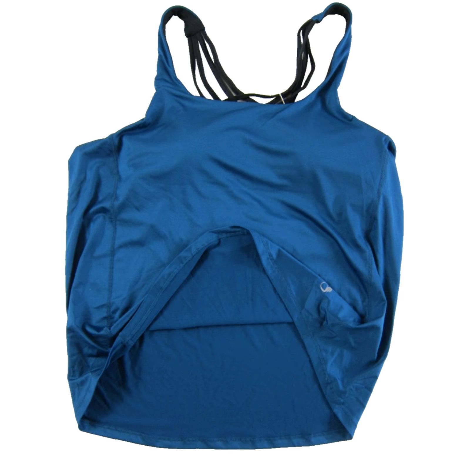 Vintage Icyzone Tank Top Women XL Blue Black Stretch Built In Bra Criss Cross NWT Sleeveless Racerback Top Size XL / US 12-14 / IT 48-50 - 4 Thumbnail