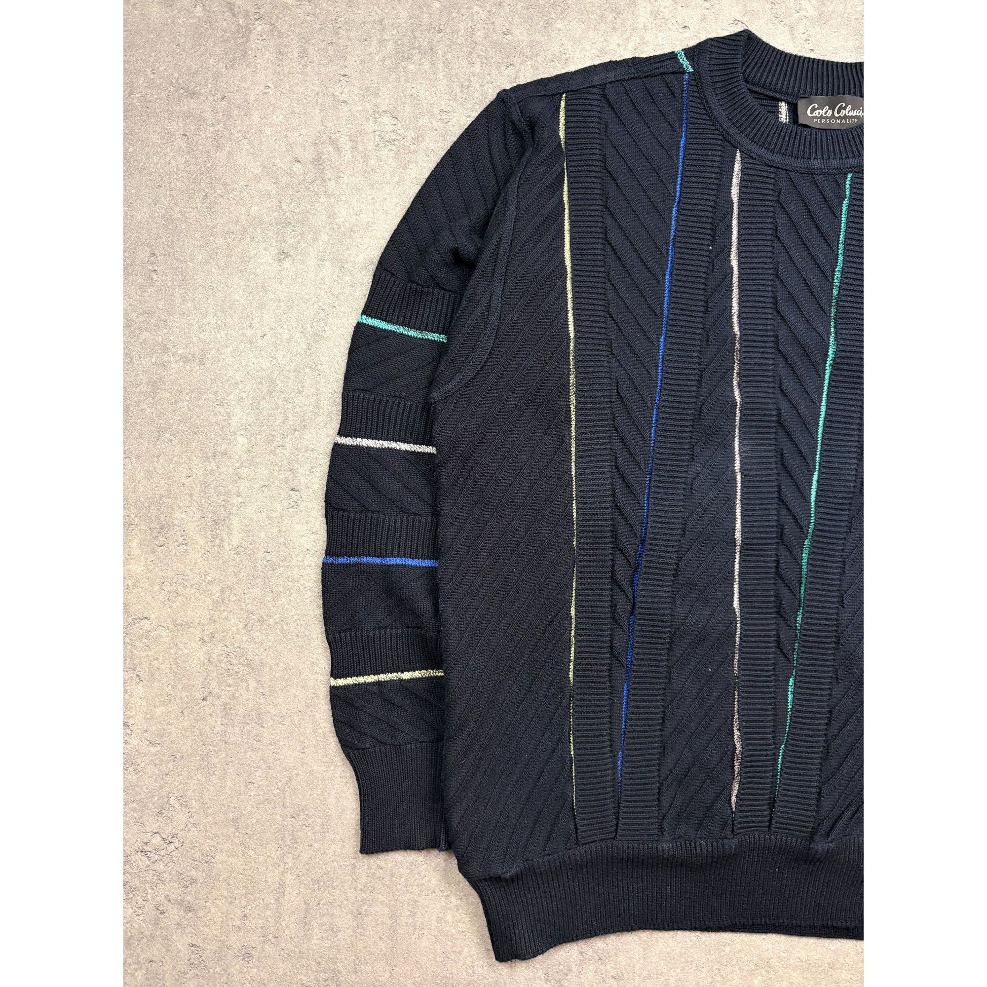 Carlo Colucci Carlo Colucci Personality Mens Black Sweater With Multicolor Size US M / EU 48-50 / 2 - 12 Thumbnail