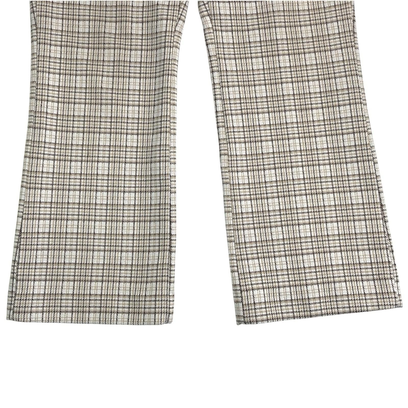 Vintage 1980s Plaid Comfortable Wide Leg High Waist Flair Trousers Size US 30 / EU 46 - 3 Thumbnail