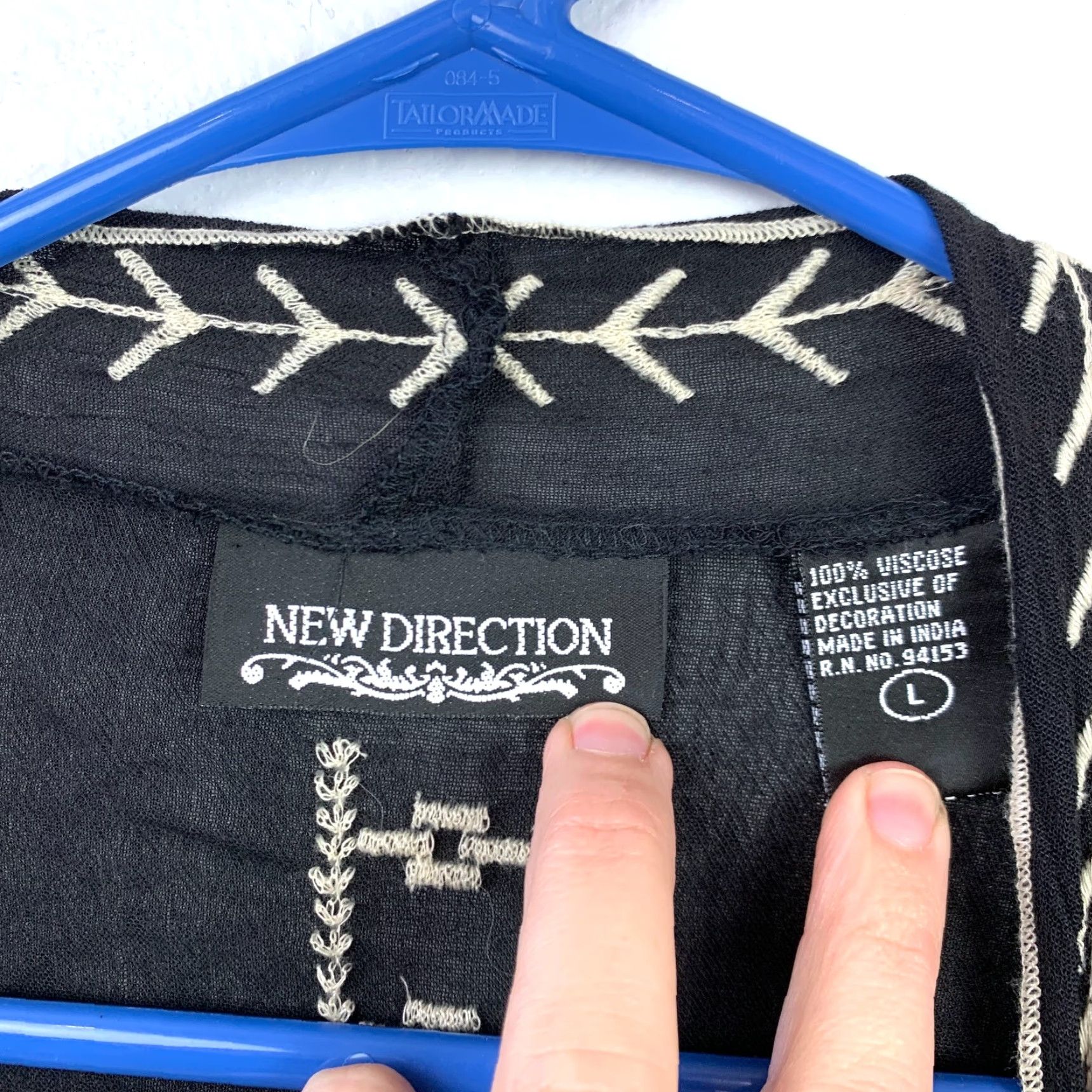 Vintage VINTAGE New Direction Cardigan Embroidered Black Open Front Flyaway Hi Lo Large NWT Size L / US 10 / IT 46 - 3 Thumbnail