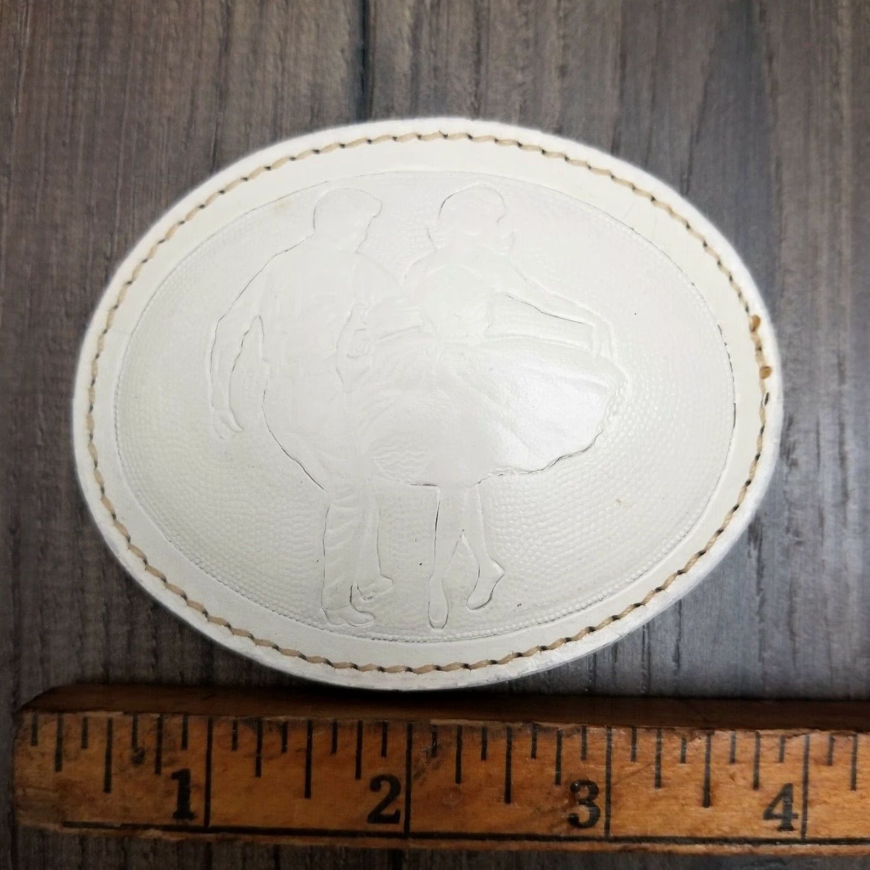 Rockmount Ranch Wear VINTAGE Rockmount Ranch Wear Champion Square Dance Belt Buckle Leather Embossed Men Western Buckle White 1980s Size ONE SIZE - 5 Thumbnail