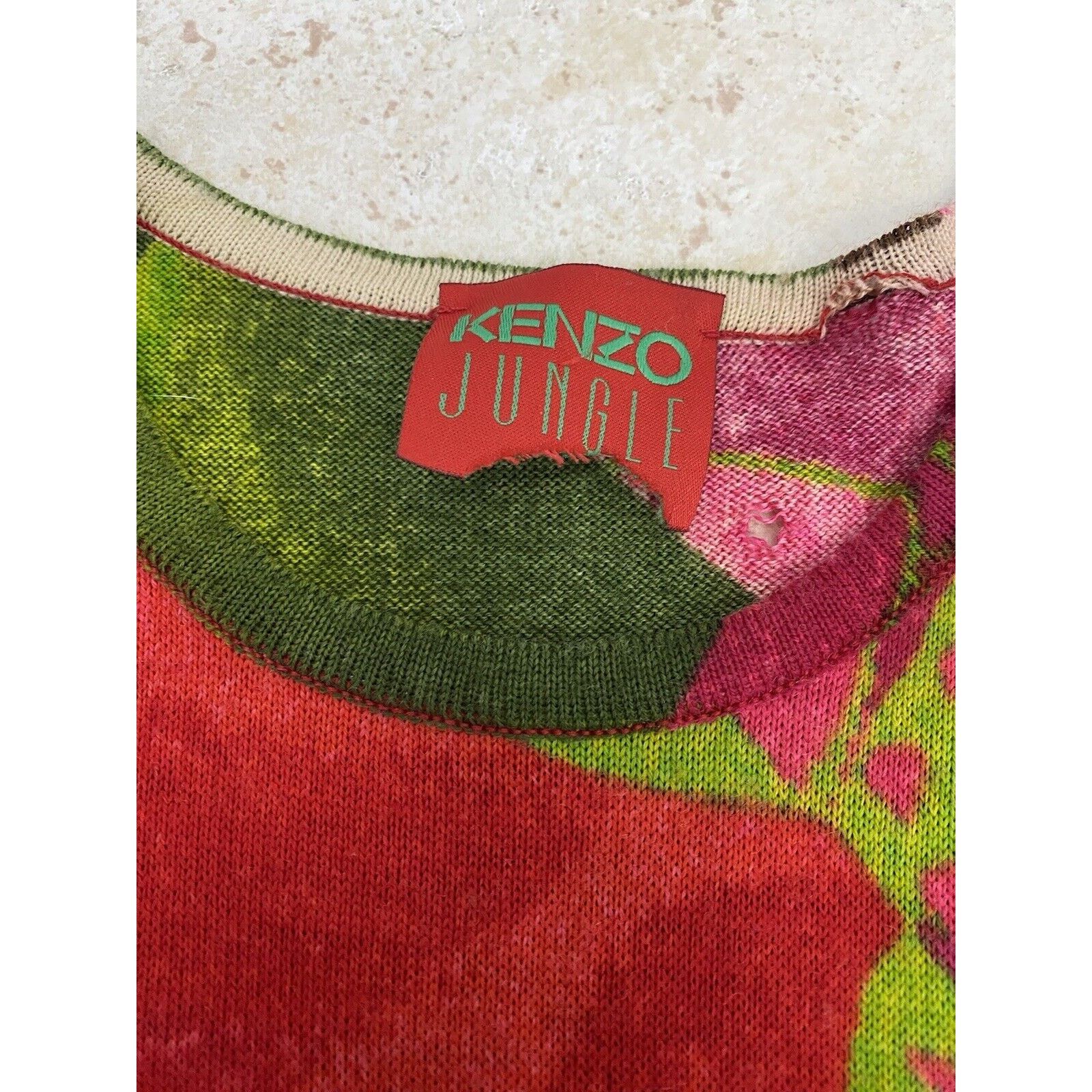 Kenzo VTG Kenzo Jungle Sweater Skirt Green Red Floral Tropical Size 30" / US 8 / IT 44 - 7 Thumbnail