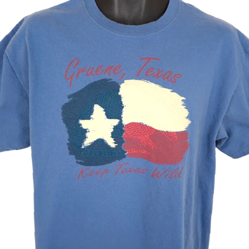 Gildan Gruene Texas T Shirt Mens Size Large Blue Armadillo Travel Destination Size US L / EU 52-54 / 3 - 2 Thumbnail