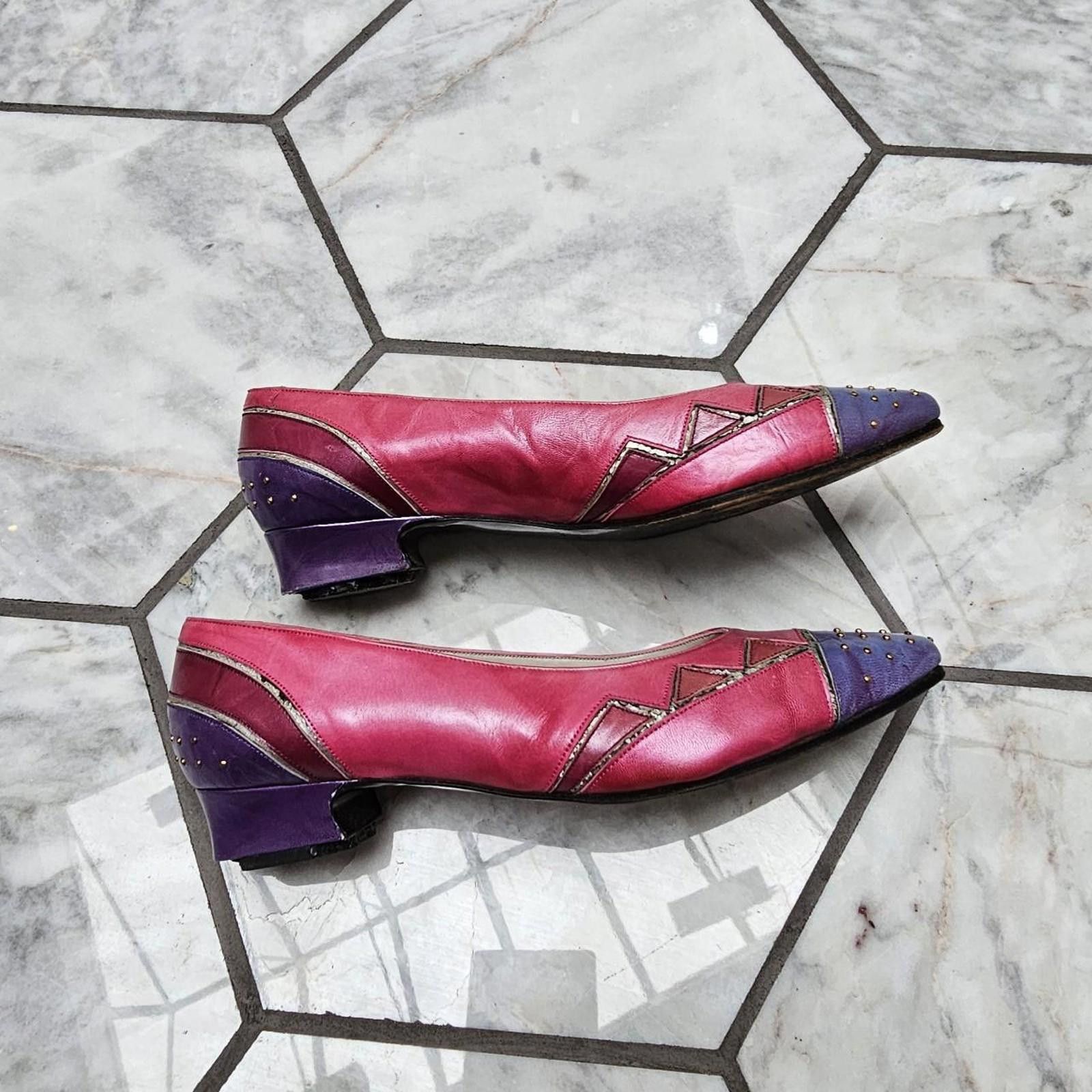 Other Pink and Purple Vintage Kitten Heels Margaret Jerrolod Size US 7 / IT 37 - 3 Thumbnail