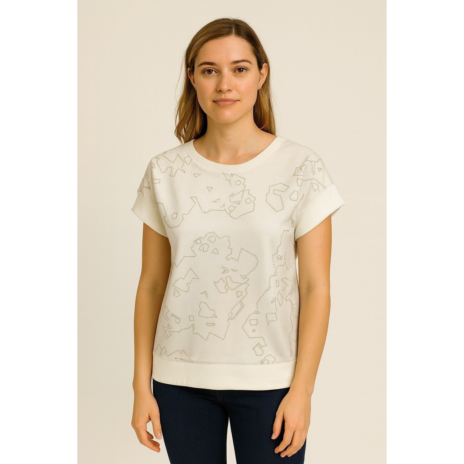 Other Graphic Sweatshirt Tee | White Modern Abstract Design | Size Size M / US 6-8 / IT 42-44 - 3 Thumbnail