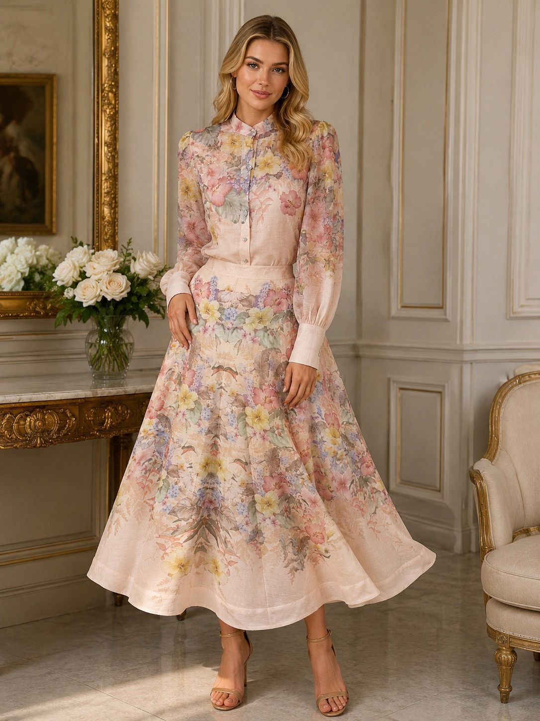 Zimmermann Zimmermann 3-Piece Floral Set|Maxi Skirt, Sheer Blouse |Belt Size L / US 10 / IT 46 - 1 Thumbnail