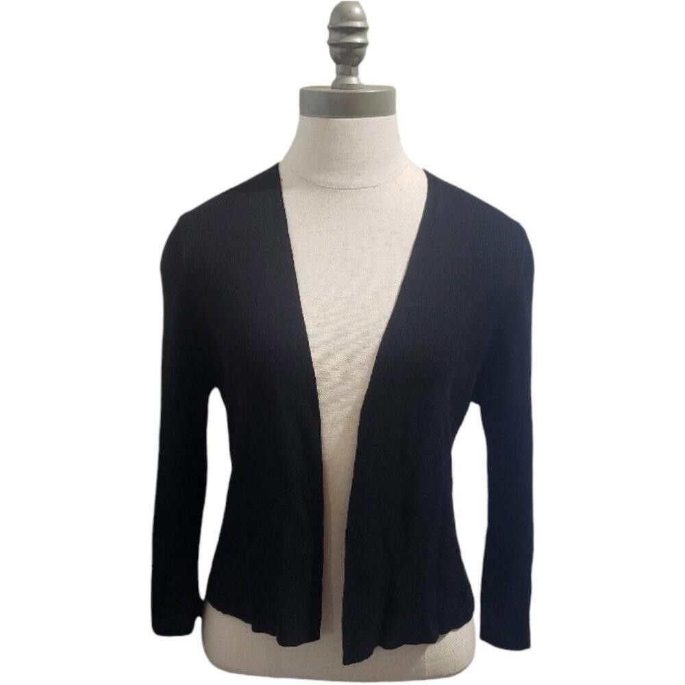Chicos CT1939 Chicos Black Ribbed Open Long Sleeve Shrug M Size M / US 6-8 / IT 42-44 - 1 Thumbnail