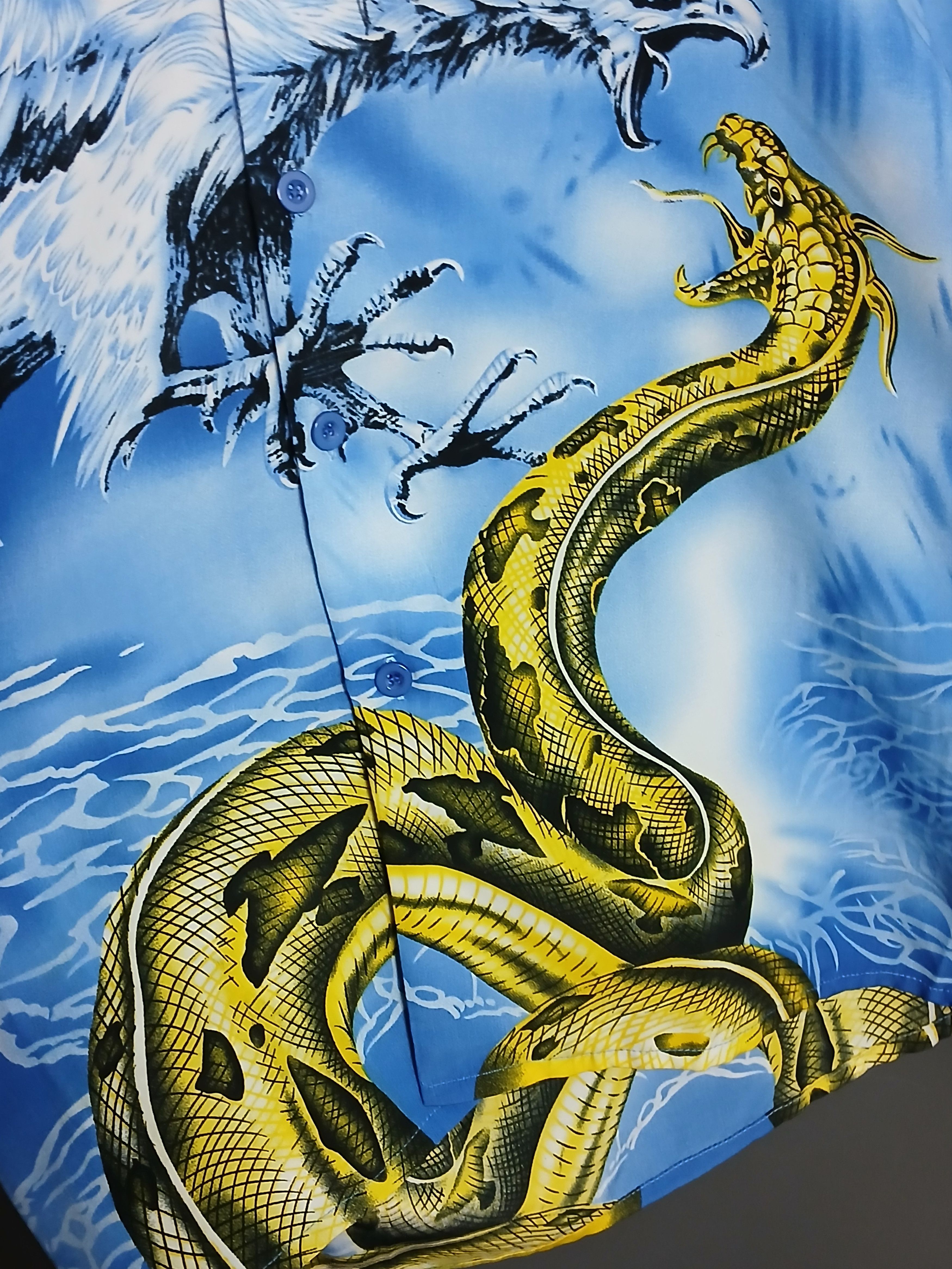 Japanese Brand Sukajan Dragon vs Eagle All Over Print Shirt Size US XL / EU 56 / 4 - 5 Thumbnail