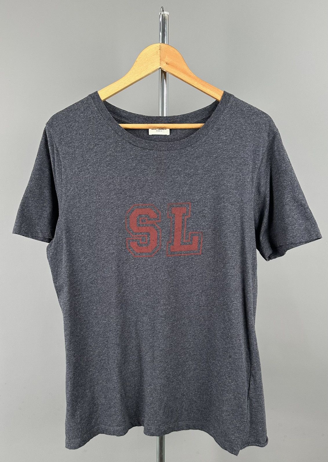 Saint Laurent Paris Saint Laurent - University SL Logo Short Sleeve Shirt Grey Size US S / EU 44-46 / 1 - 1 Thumbnail
