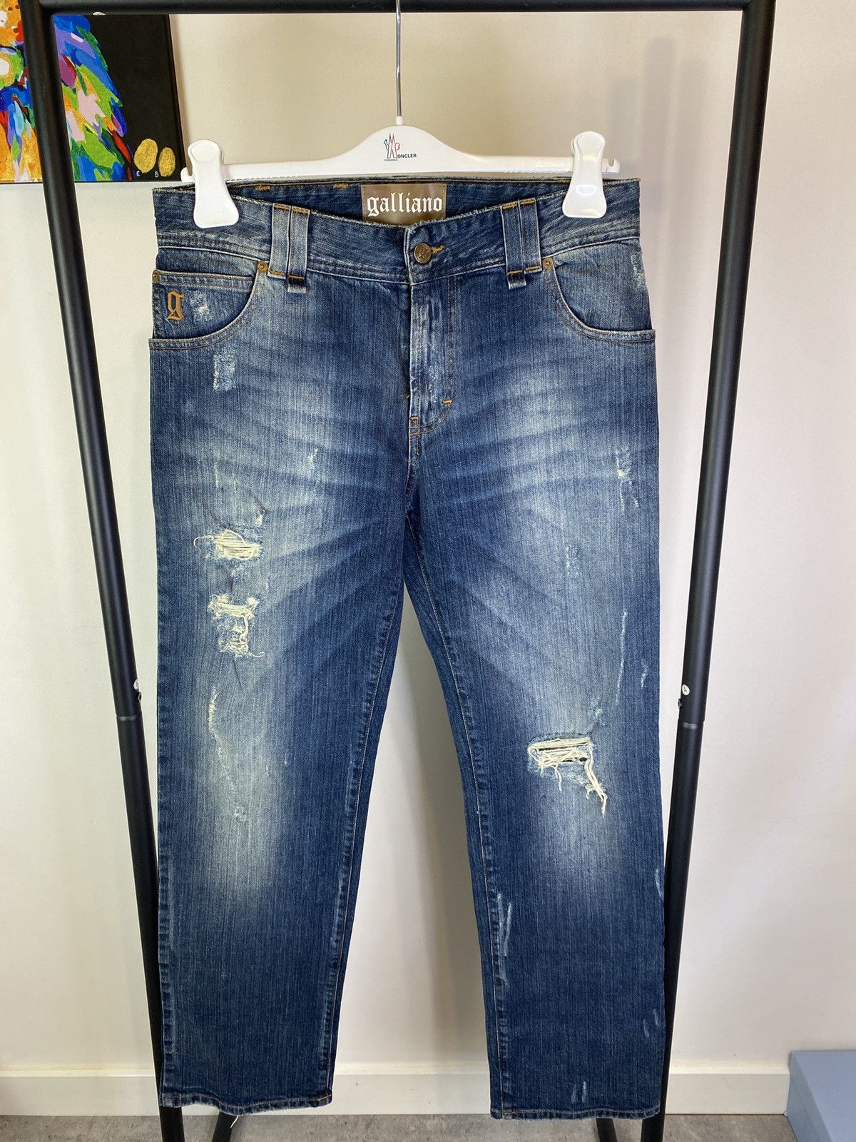 John Galliano Galliano Distressed Blue Jeans Denim Pants Size US 31 - 1 Thumbnail