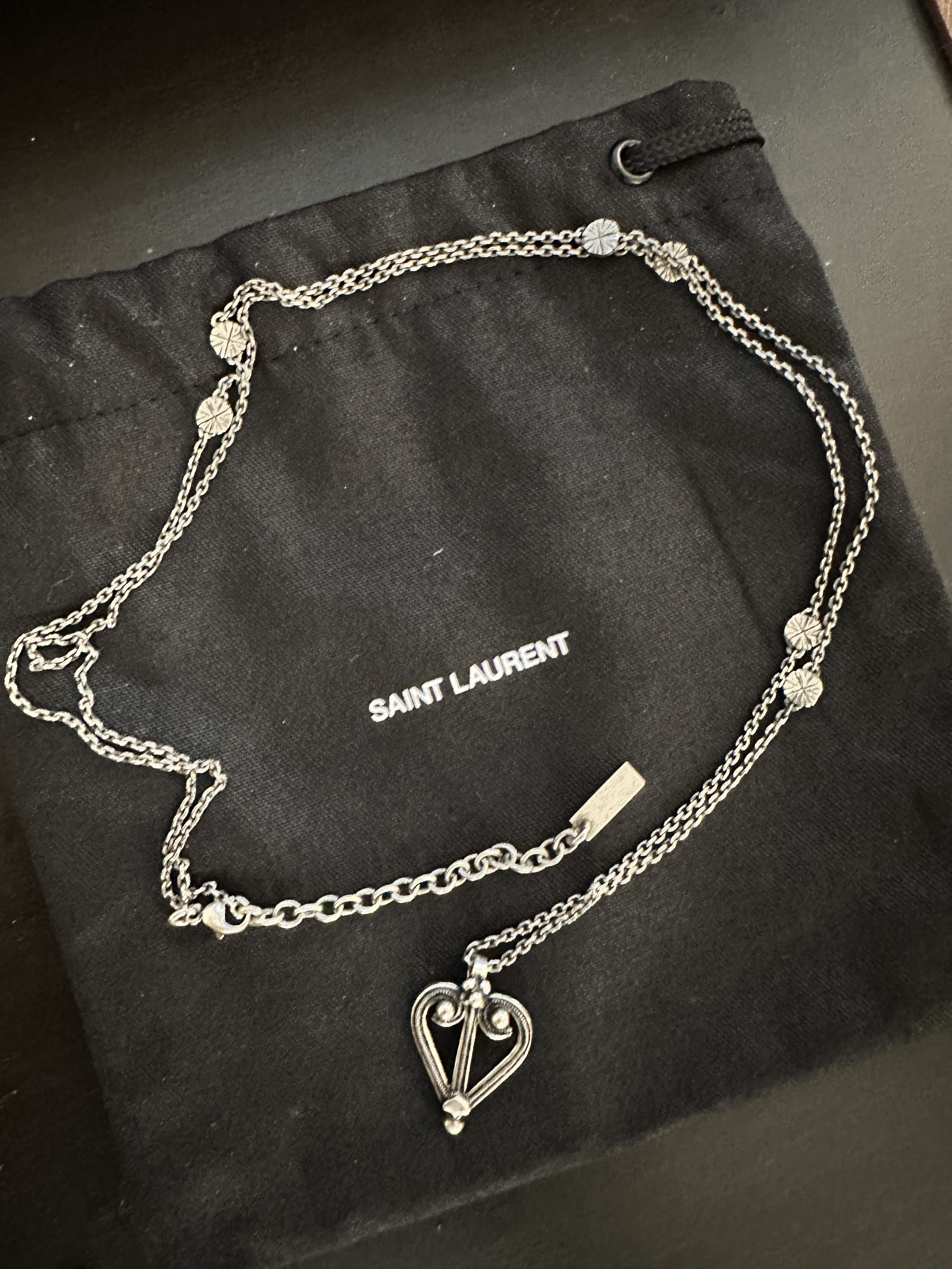 Yves Saint Laurent Heart Charm Pendant Necklace Size ONE SIZE - 2 Thumbnail