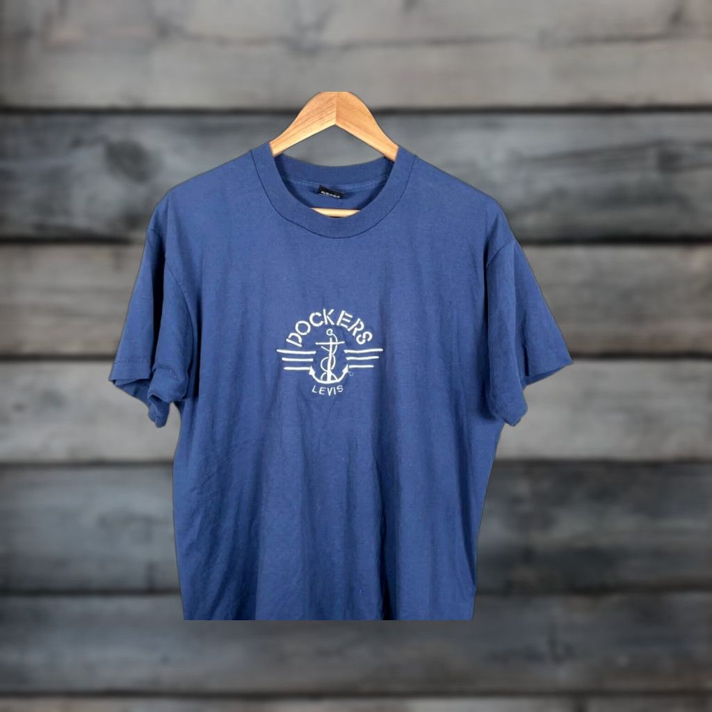 Dockers VTG Dockers x Levi's Embroidered Logo T-Shirt Adult Large Blue Single Stitch Size US L / EU 52-54 / 3 - 1 Thumbnail