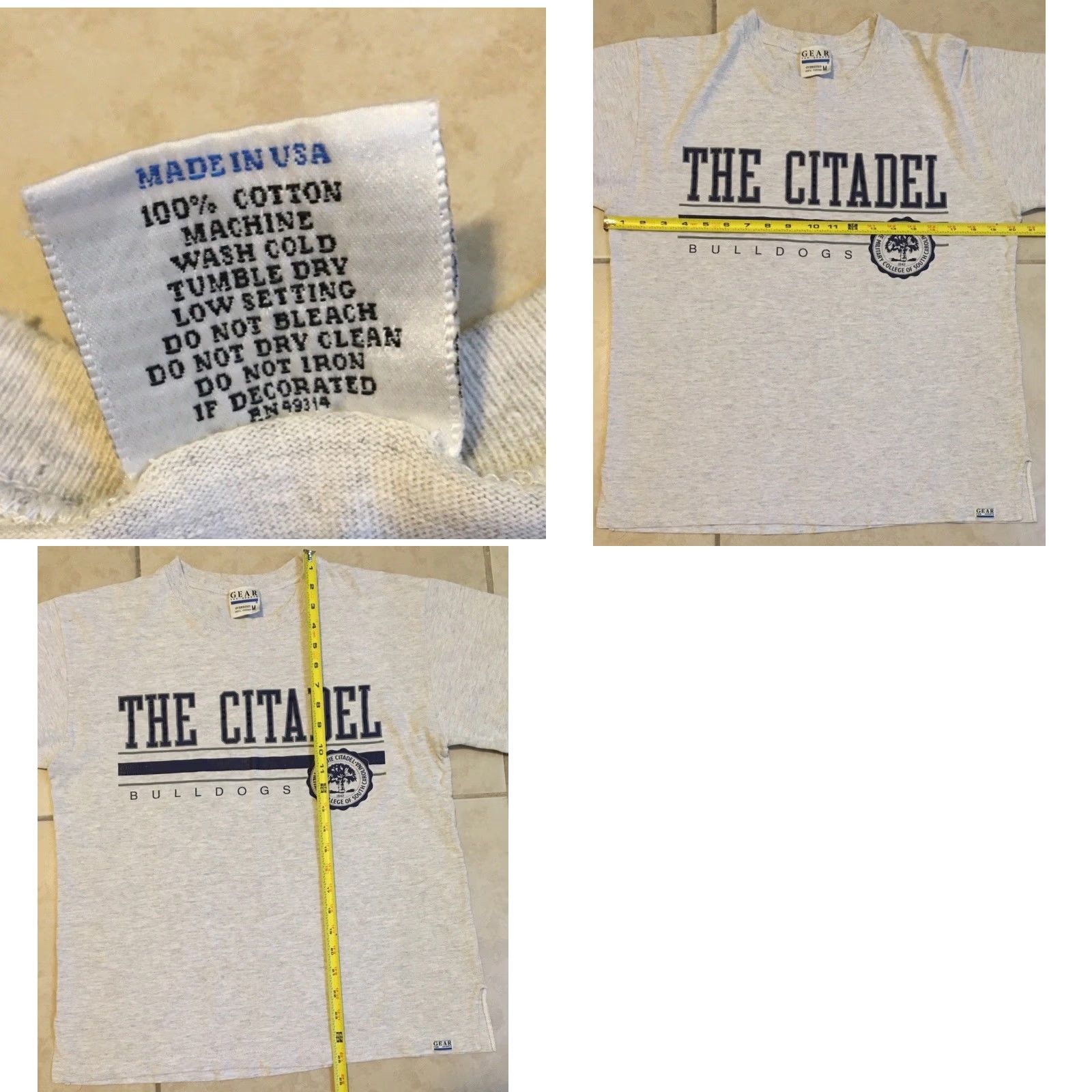 Vintage VINTAGE The Citadel Bulldogs Military College Shirt S Mens Short Sleeve Crew Neck Gray 90s Grunge/Army/College Graphic Tee USA Size US S / EU 44-46 / 1 - 10 Thumbnail