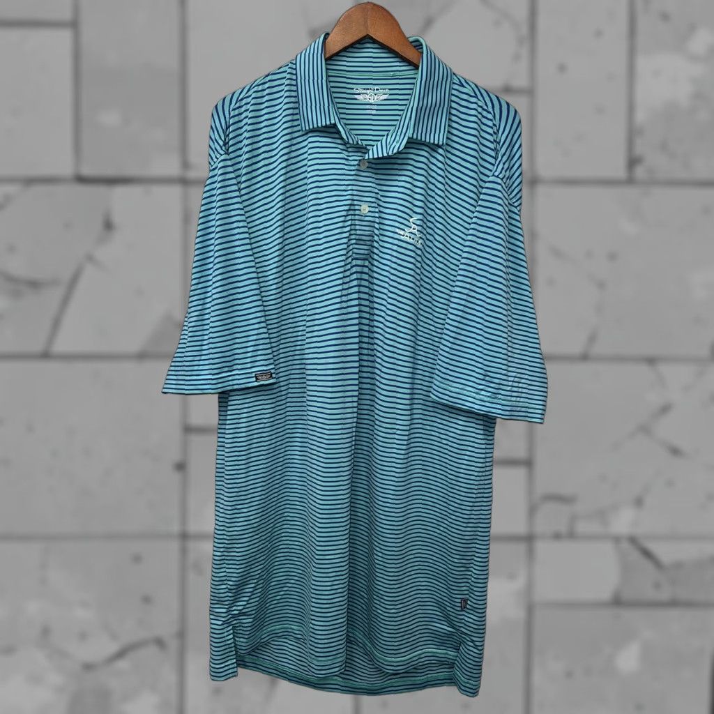 Vintage Straight Down Polo Shirt Mens XL Blue Striped Shirt Size US XL / EU 56 / 4 - 1 Thumbnail