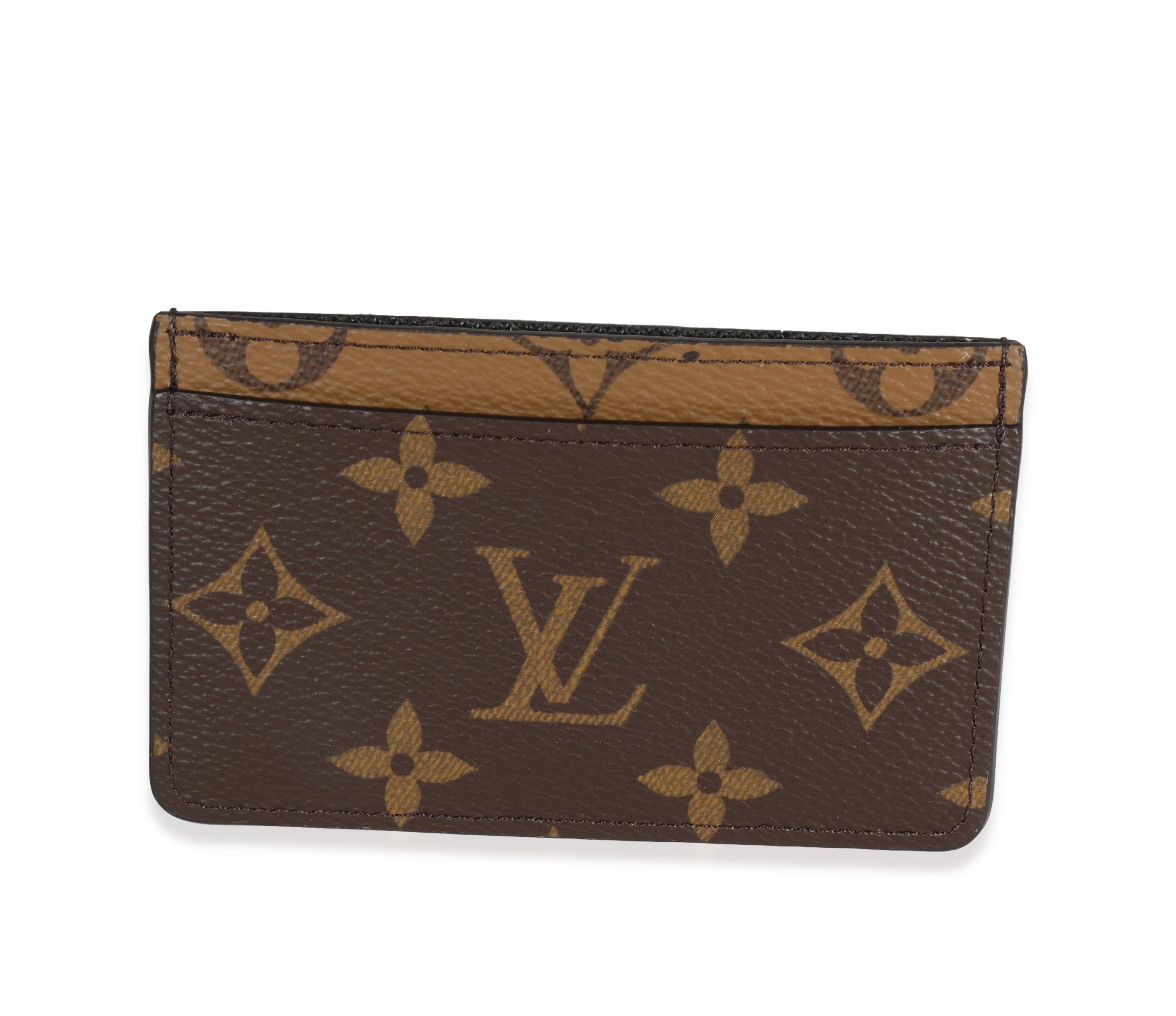 image of Louis Vuitton Monogram Reverse Card Holder in Brown, Women's