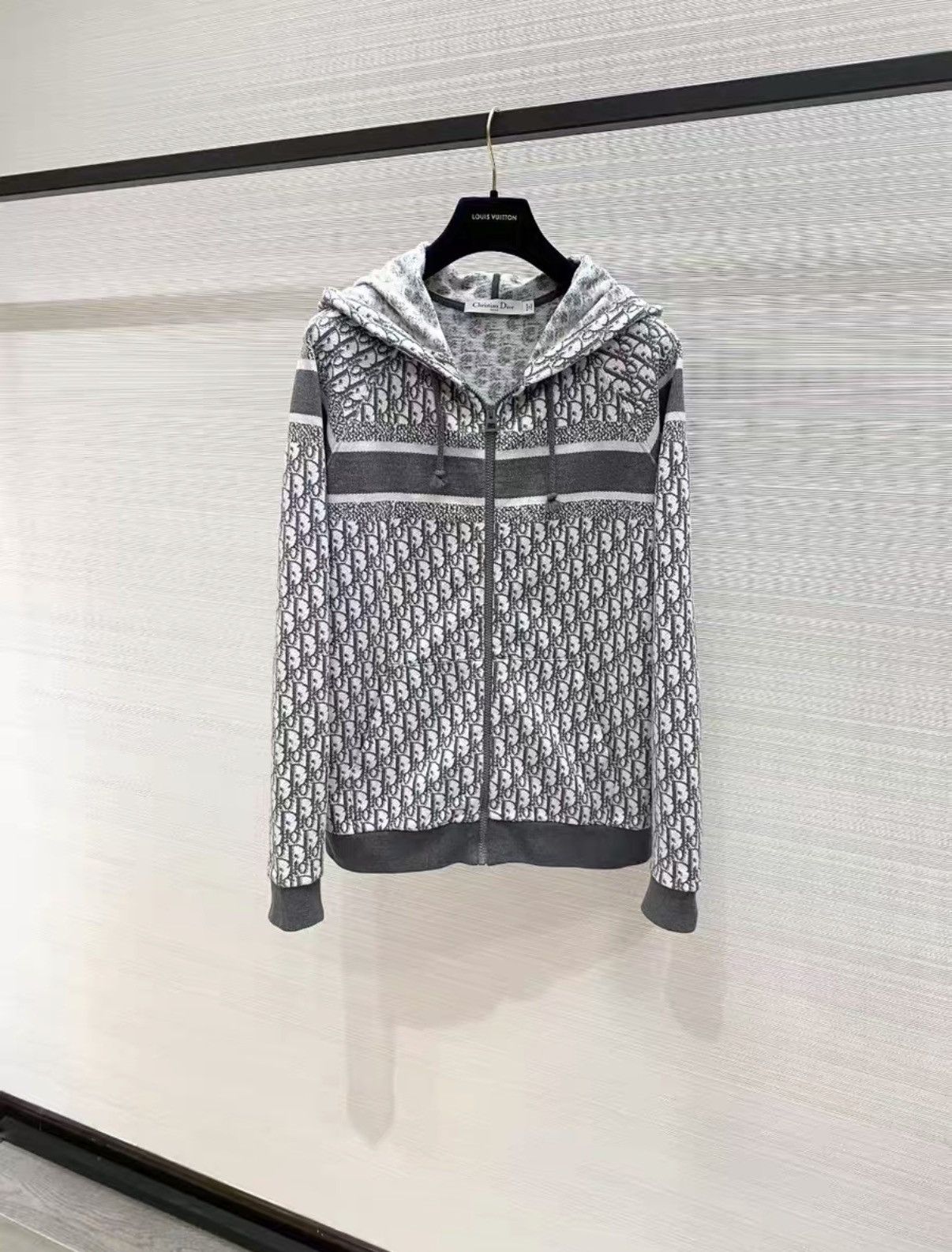Dior Dior Classic Grey All-Over Zip-Up Hoodie Long sleeve J33 Size S / US 4 / IT 40 - 1 Thumbnail