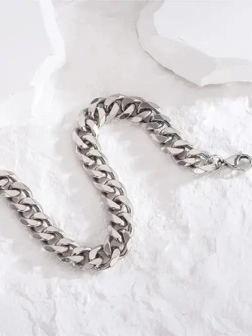 Jewelry × Vintage Retro Vintage Chain Link Bracelet Minimal Stainless Steel Size ONE SIZE - 2 Thumbnail