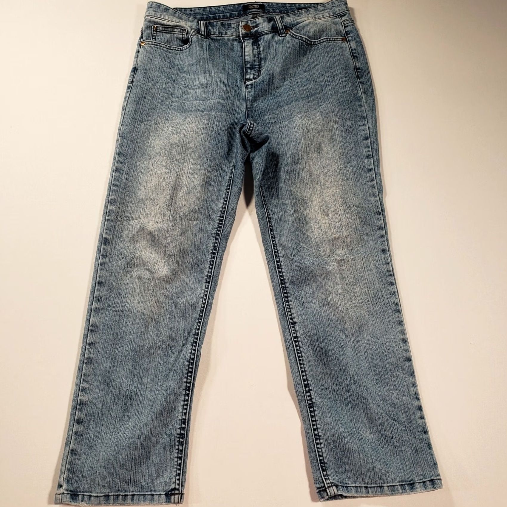 Jones New York Jones New York Jeans Womens 10 Mid-Rise Crop Zip Closure Stone Wash Blue Denim Size 32" / US 10 / IT 46 - 2 Thumbnail