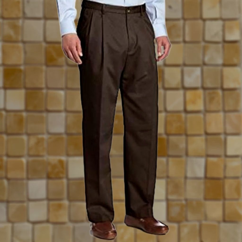 Haggar Haggar Dress Pants Brown Solid Cotton Classic Fit 34x34 Men’s Size US 32 / EU 48 - 1 Preview