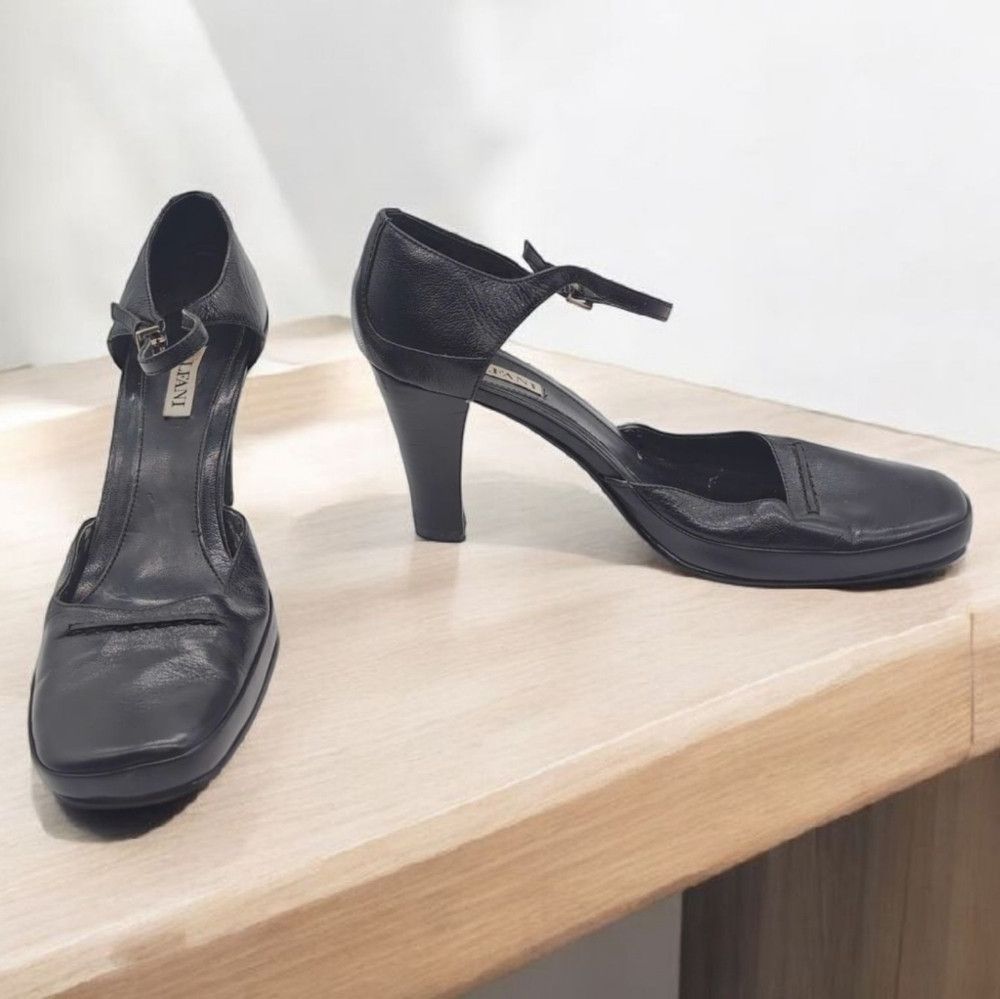 Alfani Alfani Plesantine Sz 8.5 Black Leather Women's Heels Vintag Size US 8.5 / IT 38.5 - 1 Thumbnail